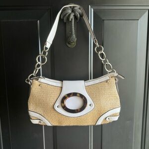 Summer Shoulder Purse Bag. Small / Medium Size, Beige and White